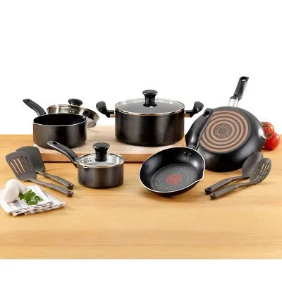 New - T-fal Simply Cook 12pc Nonstick Cookware Set - Black