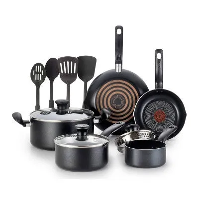 New - T-fal Simply Cook 12pc Nonstick Cookware Set - Black