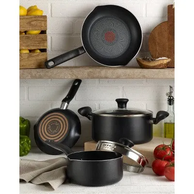 New - T-fal Simply Cook 12pc Nonstick Cookware Set - Black