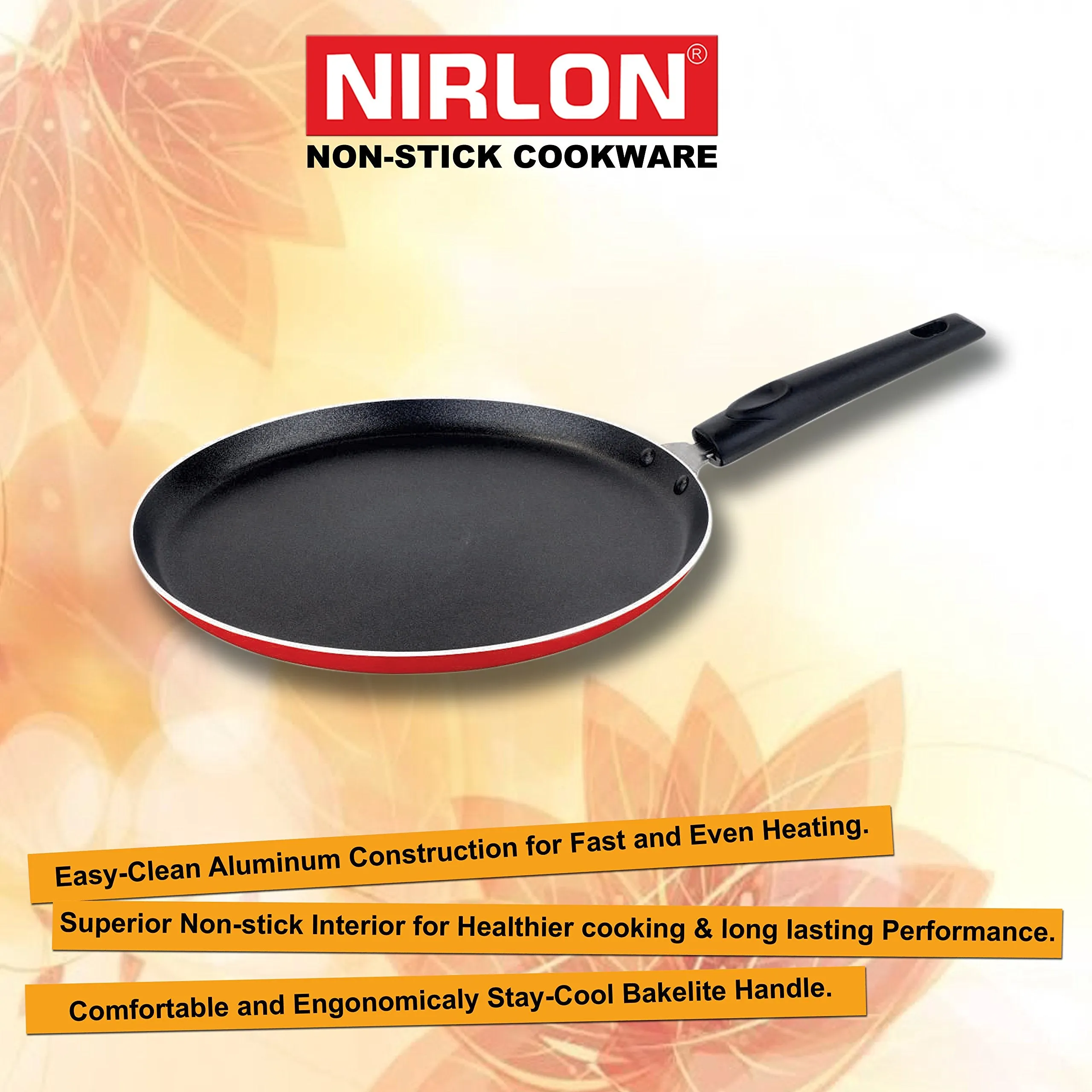 Nirlon Special nonstick tawaa, Flat base dosa Tawa, 28cm*1.8cm (3 layered coated)