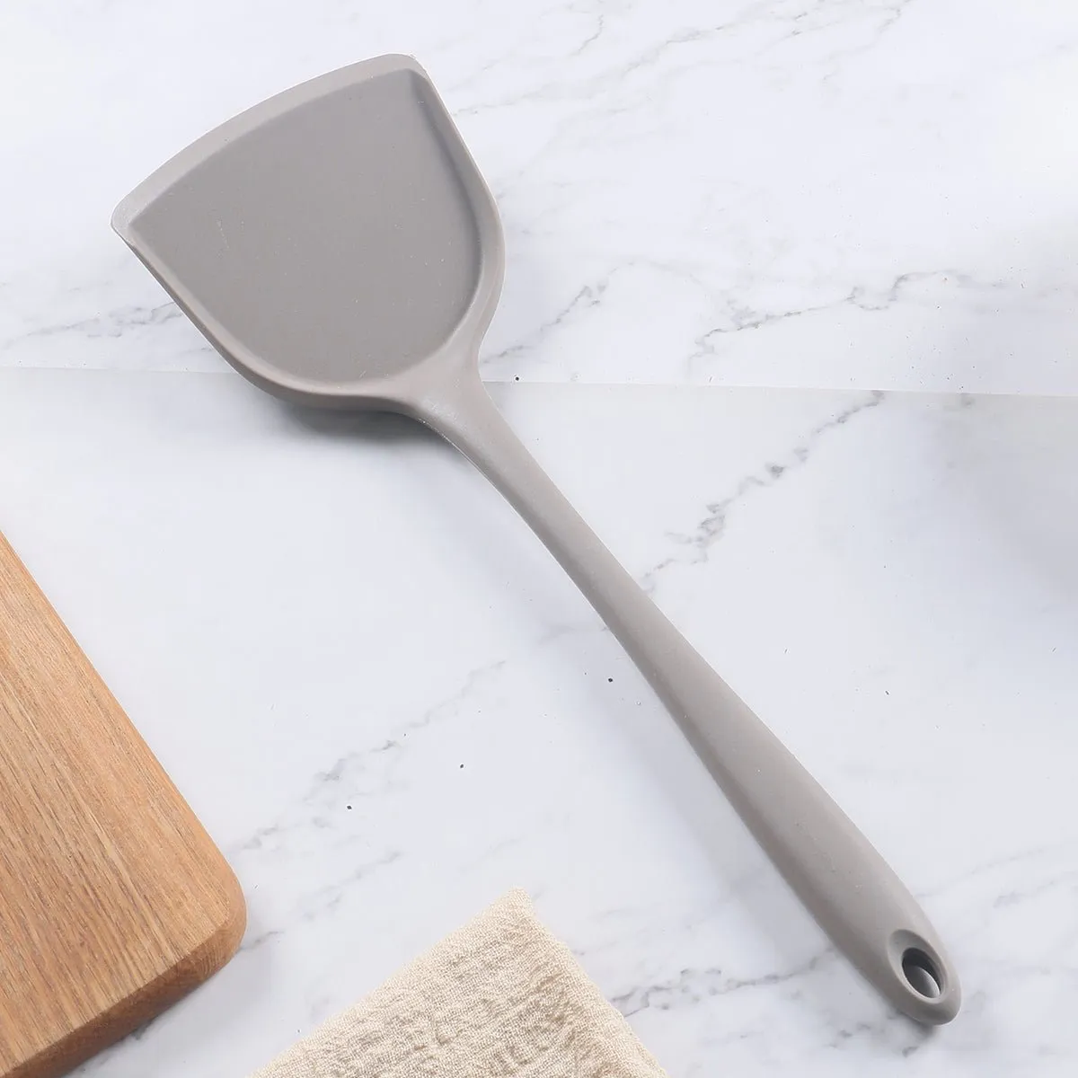 Nordic High Heat Proof Grey Silicone Turner - The Epitome of Kitchen Aesthetics