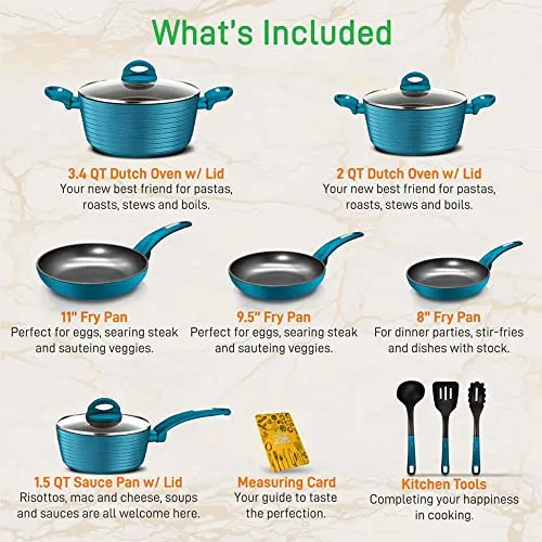 Nutrichef 12-Piece Nonstick Kitchen Cookware Set (New)