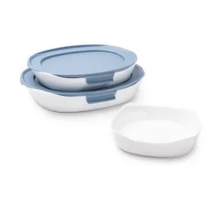 Open Box - Rubbermaid DuraLite Glass Bakeware 5pc Baking Dish Set with Shadow Blue Lids