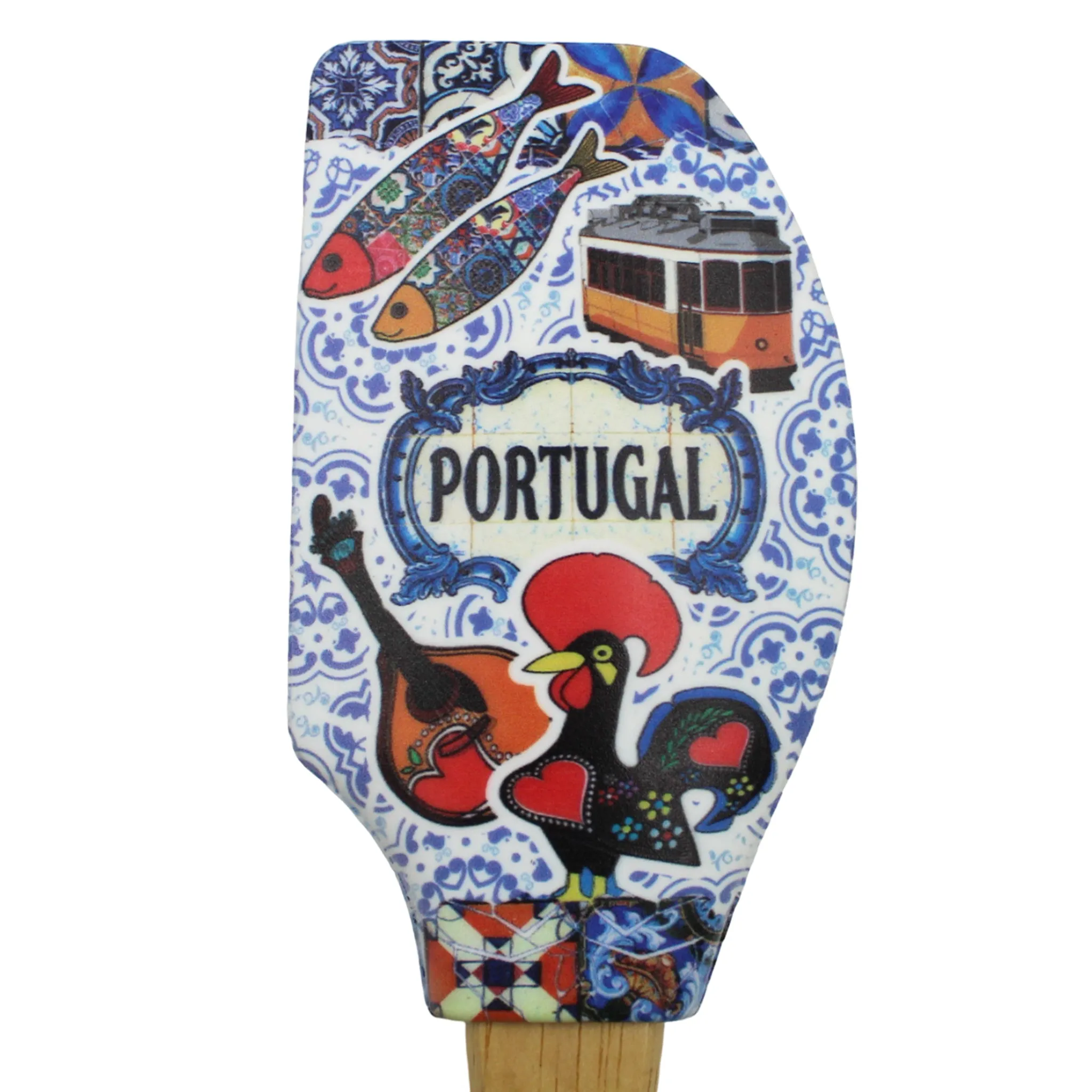 Portuguese Icons Azulejo Silicone Baking Spatula with Wooden Handle