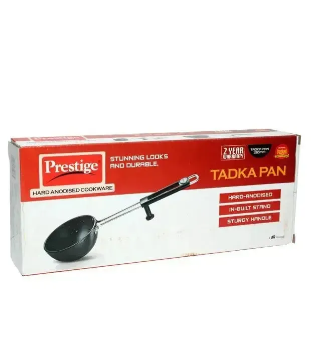 Prestige Aluminium Hard Anodised Cookware Tadka Pan, 13cm, Black