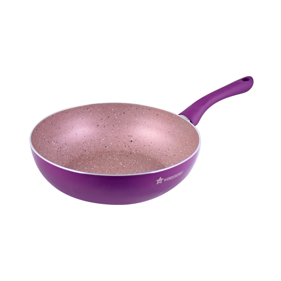 Royal Velvet 24 cm Aluminium Non-stick Wok With Lid, 2.7 L, Purple