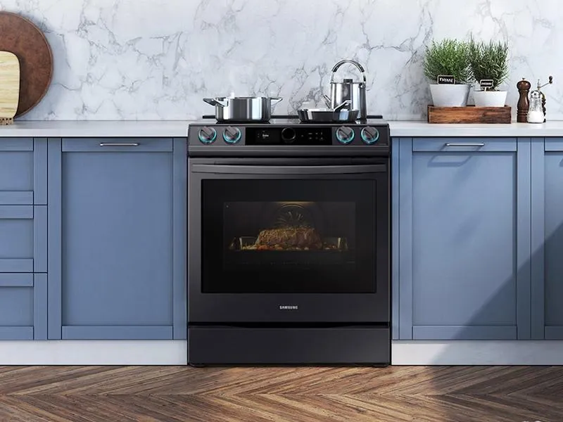 Samsung NE63T8911SG 6.3 cu. ft. Smart Slide-in Induction Range with Smart Dial & Air Fry in Black Stainless Steel