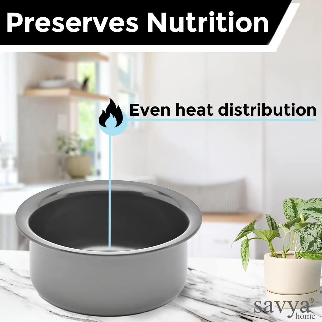 Savya Home Hard Anodized Tope | Non-Stick & Non-Corrosive Hard Anodized Aluminium | Even Heat Distribution for Healthy Cooking | Metal Spoon Friendly Surface | 2.3 liters