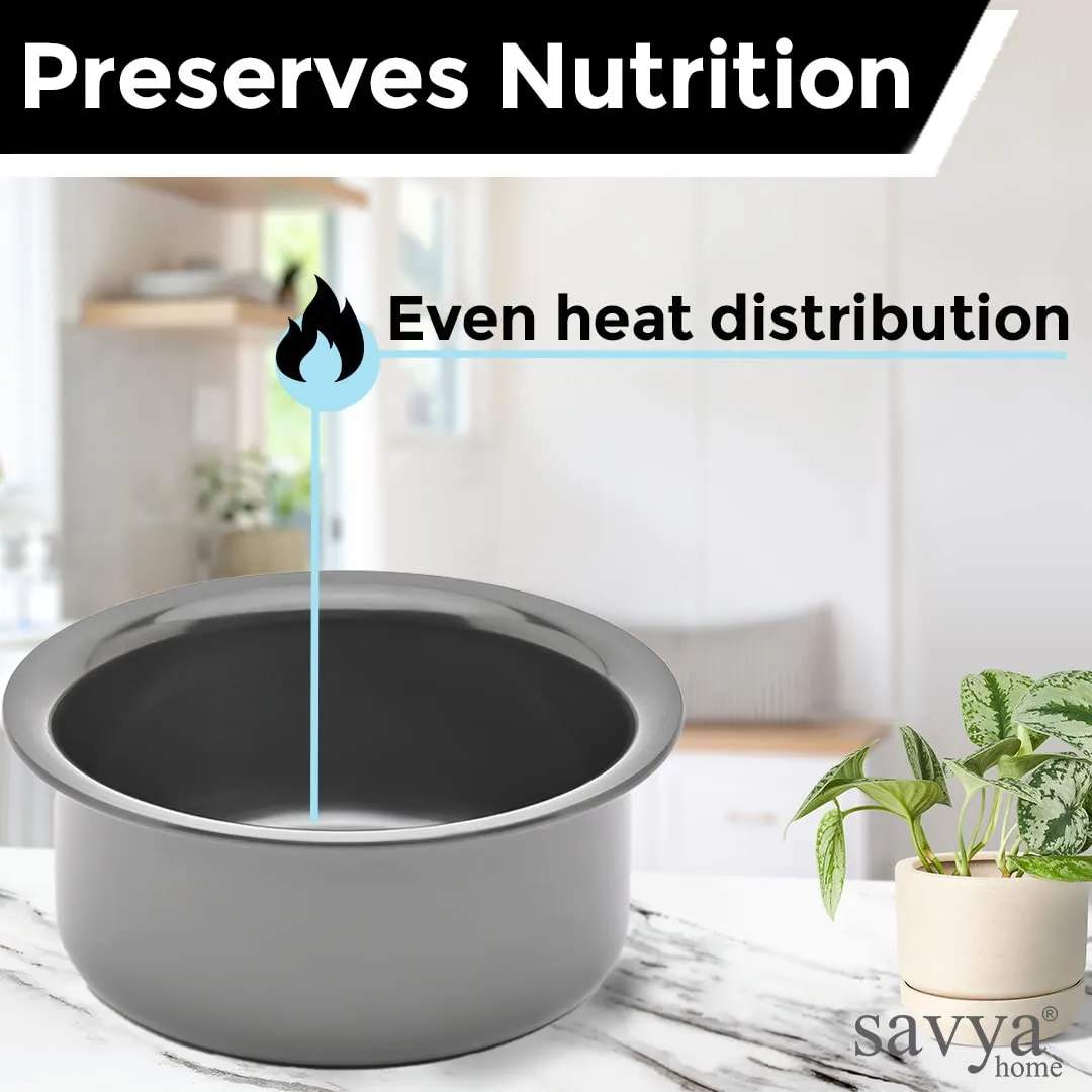 Savya Home Hard Anodized Tope | Non-Stick & Non-Corrosive Hard Anodized Aluminium | Even Heat Distribution for Healthy Cooking | Metal Spoon Friendly Surface | 3.0 liters