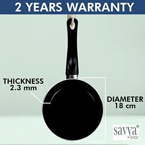 SAVYA HOME¬Æ Non-Stick Fry Pan - (18cm) 2.3mm & Hard Anodised Roti Tawa - 25cm Combo | Stove & Induction Cookware | Heat Surround Cooking | Riveted Handles