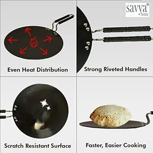 SAVYA HOME¬Æ Non-Stick Fry Pan - (18cm) 2.3mm & Hard Anodised Roti Tawa - 25cm Combo | Stove & Induction Cookware | Heat Surround Cooking | Riveted Handles