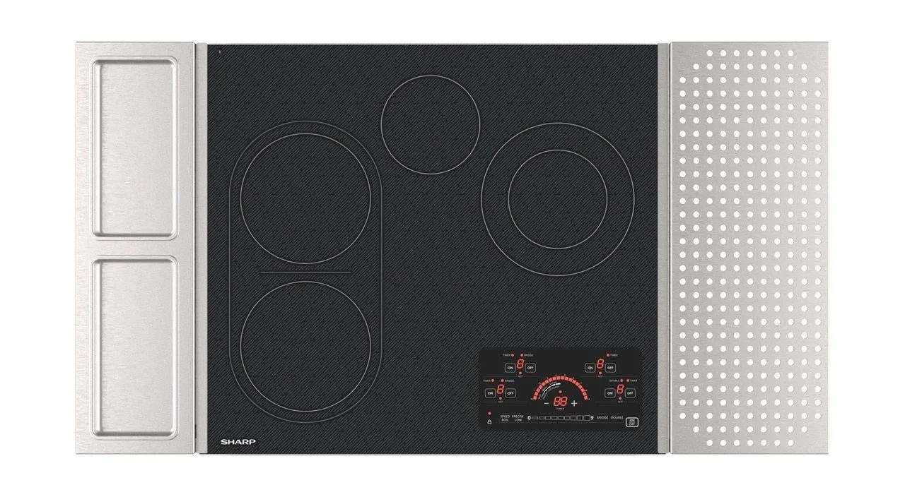 Sharp SCR2442FB 24 in. Drop-In Radiant Cooktop with Side Accessories