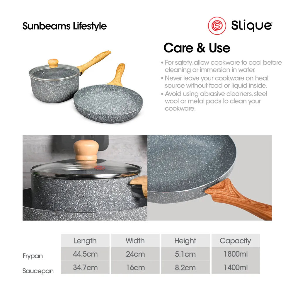 SLIQUE Marble Cookware Premium Multi Layer Non-Stick Marble Coating Set of 3