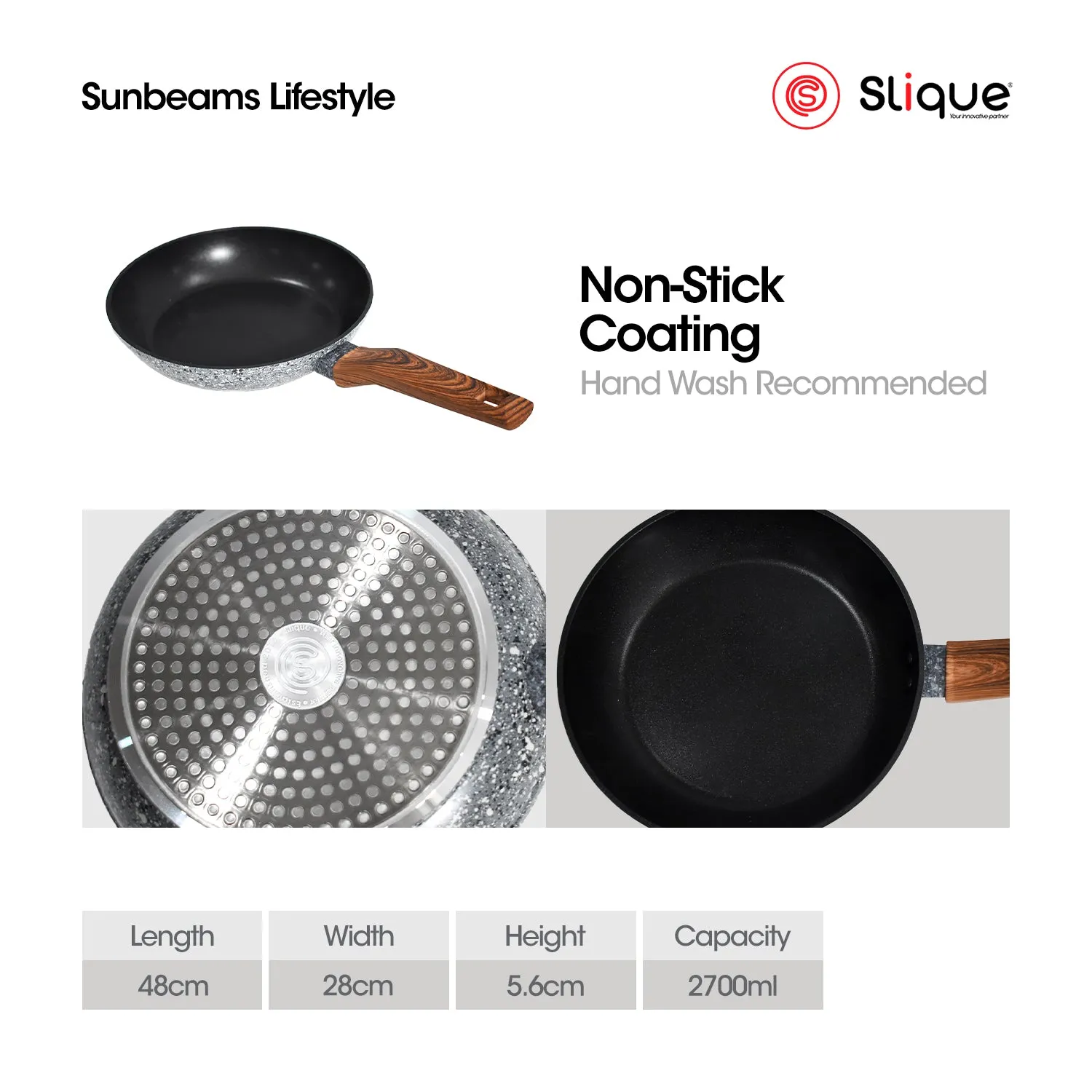 SLIQUE Premium Granite Fry Pan 20/22/24/26/28cm