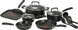 T-fal C530SC74 Cookware Set, Aluminum, Black, 12-Piece :SET: QUANTITY: 1