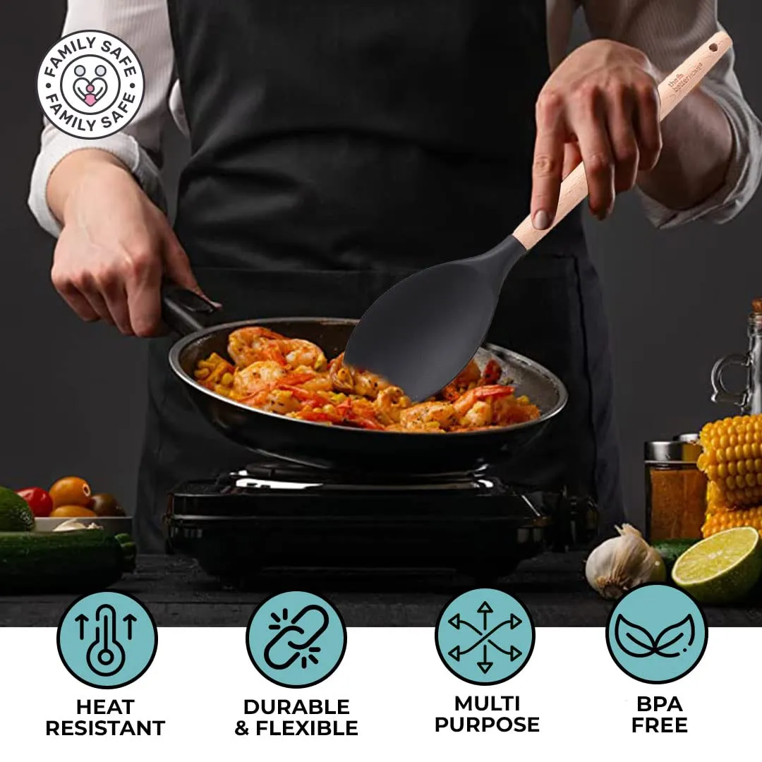 The Better Home Silicon Spatula Set for Non Stick Pans | Heat Resistant, Durable, Flexible Cookware Set | BPA Free & Odourless Non Stick Utensil Set for Cooking (Pack of 12)