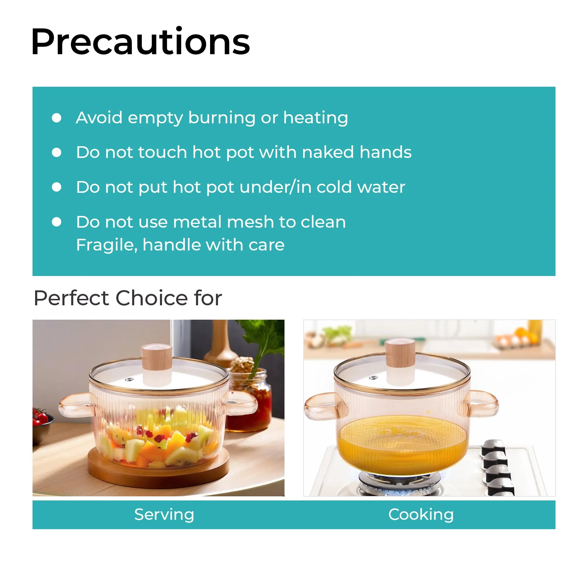 The Better Home zeno Borosilicate Glass Cookware for Gas Stove (1.45L) Tope with Lid & Handle | Handi Casserole | Small Milk/Tea Pan | Boiling Pan | Patila for Cooking | Housewarming Gifts (Amber)