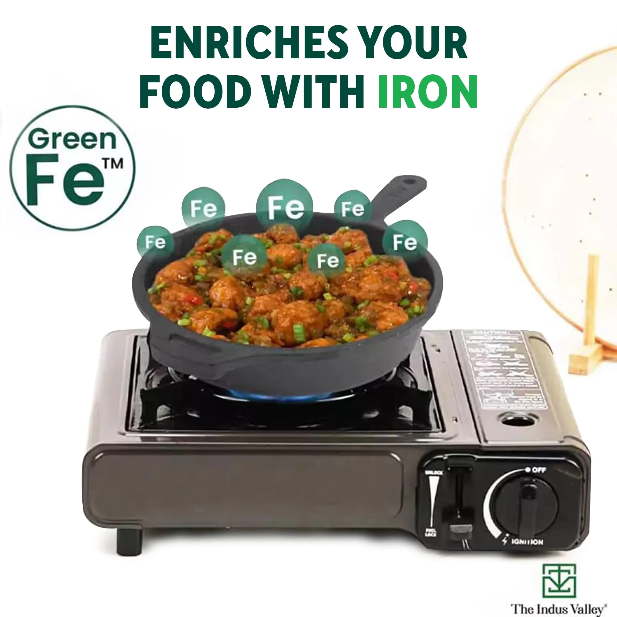 The Indus Valley Pre-Seasoned Cast Iron Fry Pan/Skillet With Silicone Grip|Medium 25Cm/10 Inch, 1.6Ltr, 2.4Kg|Induction Friendly|Nonstick Fry Pan, 100% Pure & Toxin Free, No Chemical Coating, Black