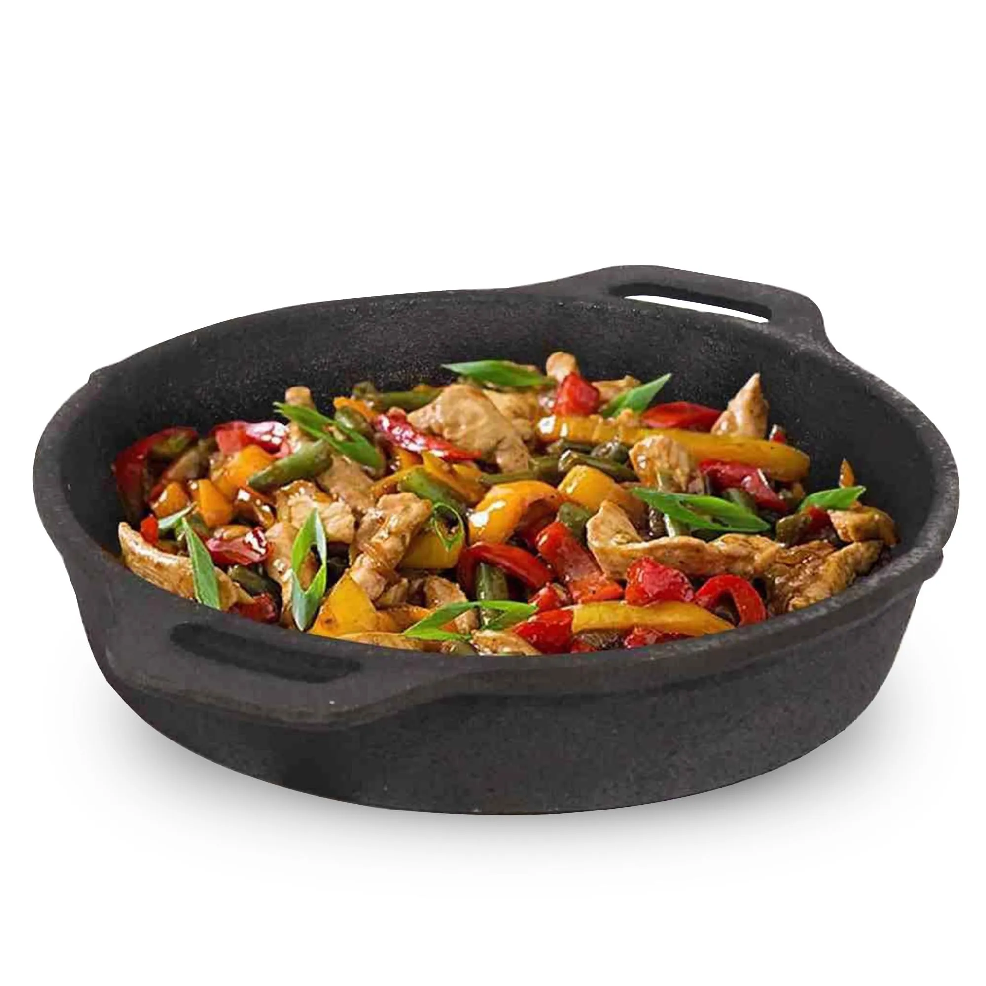 The Indus Valley Preseasoned Cast Iron Fry Pan/Skillet With Double Handle|Medium 24.6Cm/ 9.7Inch,1.8Ltr,2.6Kg|Induction Friendly|Nonstick Fry Pan,100% Pure & Toxin Free,No Chemical Coating,Black