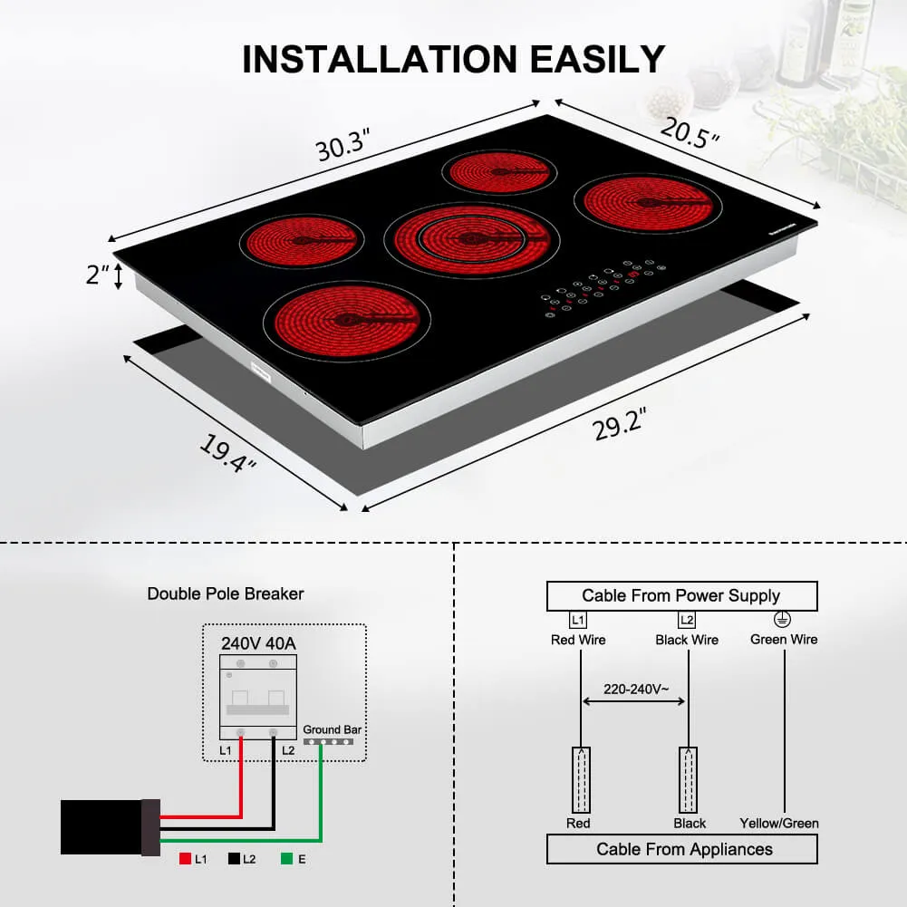 Thermomate 30'' Built-In Ceramic Cooktop - Sensor Touch