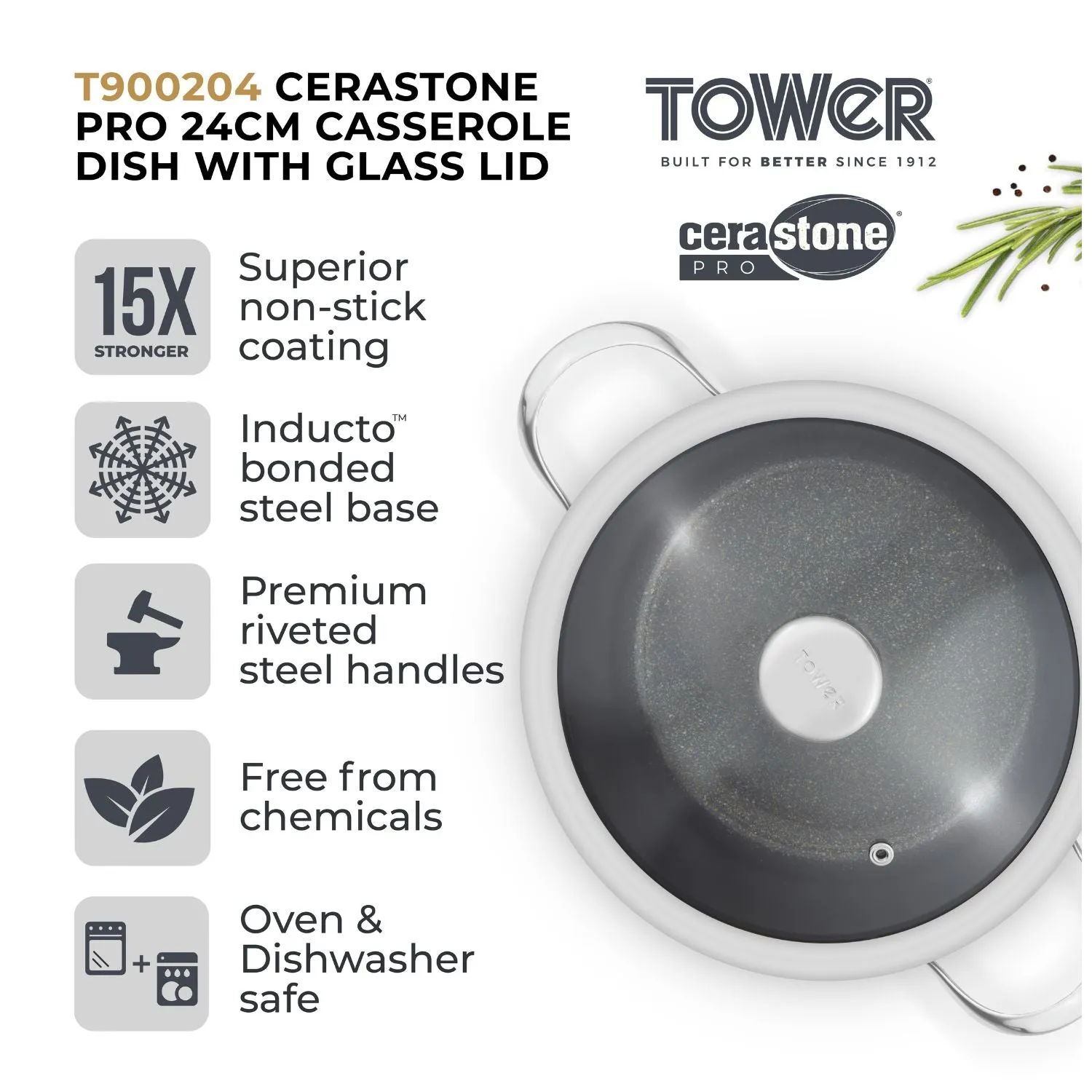 Tower Cerastone Pro 24cm Casserole