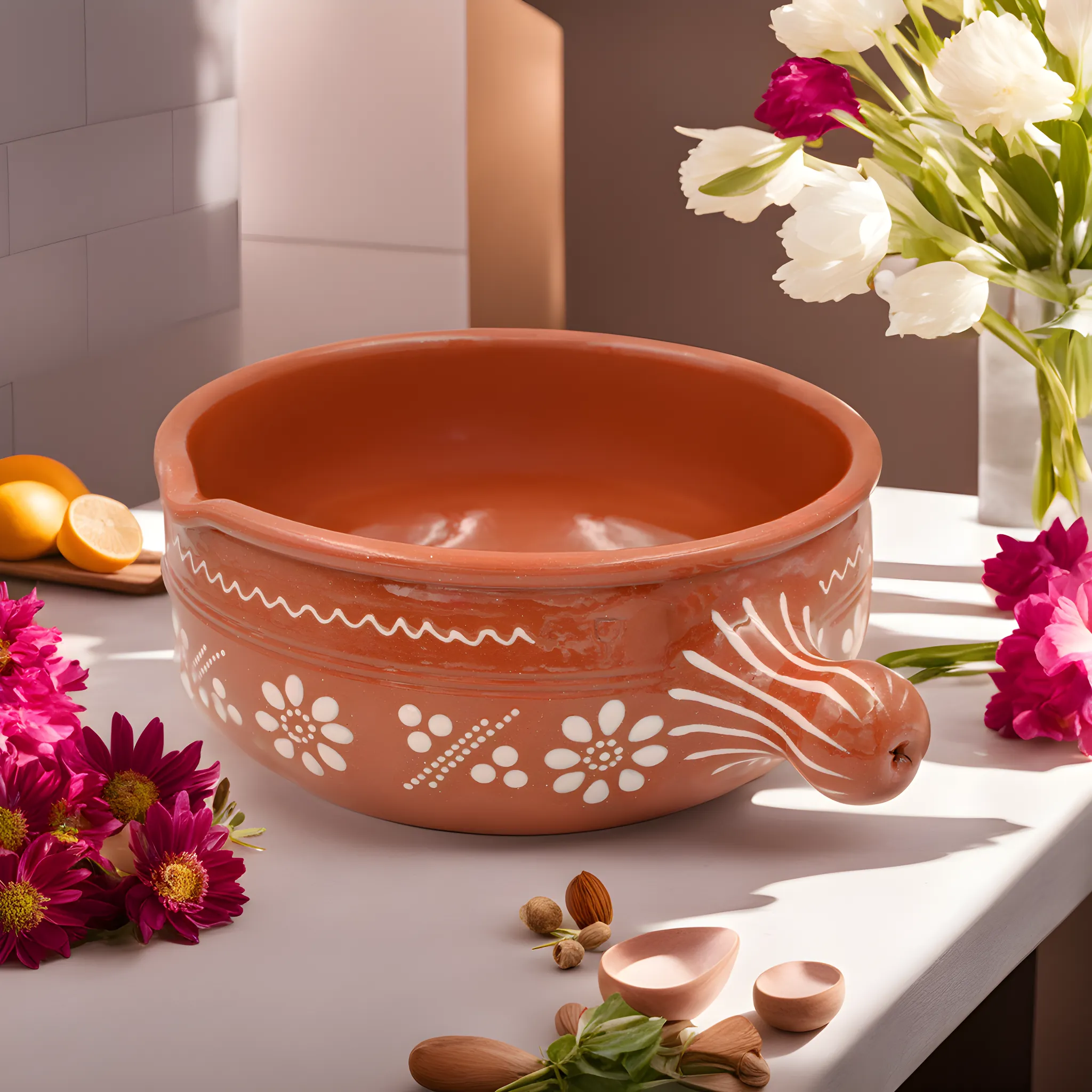 Traditional Portuguese Clay Terracotta Cazuela Cooking Pot, Casserole Baking Dish