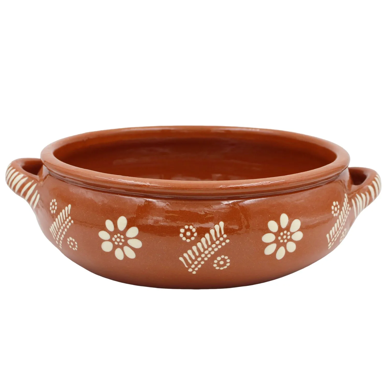 Traditional Portuguese Clay Terracotta Hand-Painted Cazuela Cooking Pot, Casserole Baking Dish