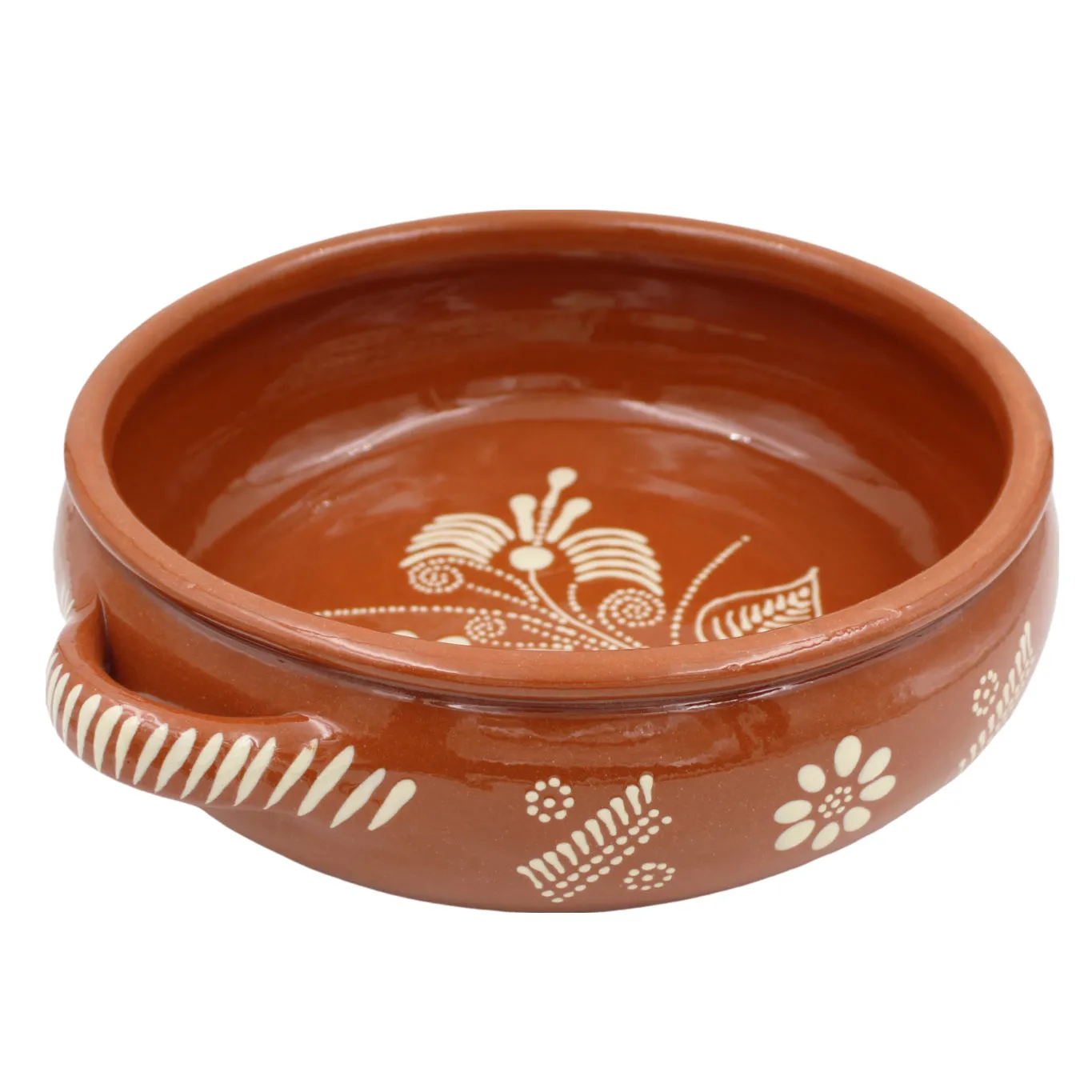 Traditional Portuguese Clay Terracotta Hand-Painted Cazuela Cooking Pot, Casserole Baking Dish