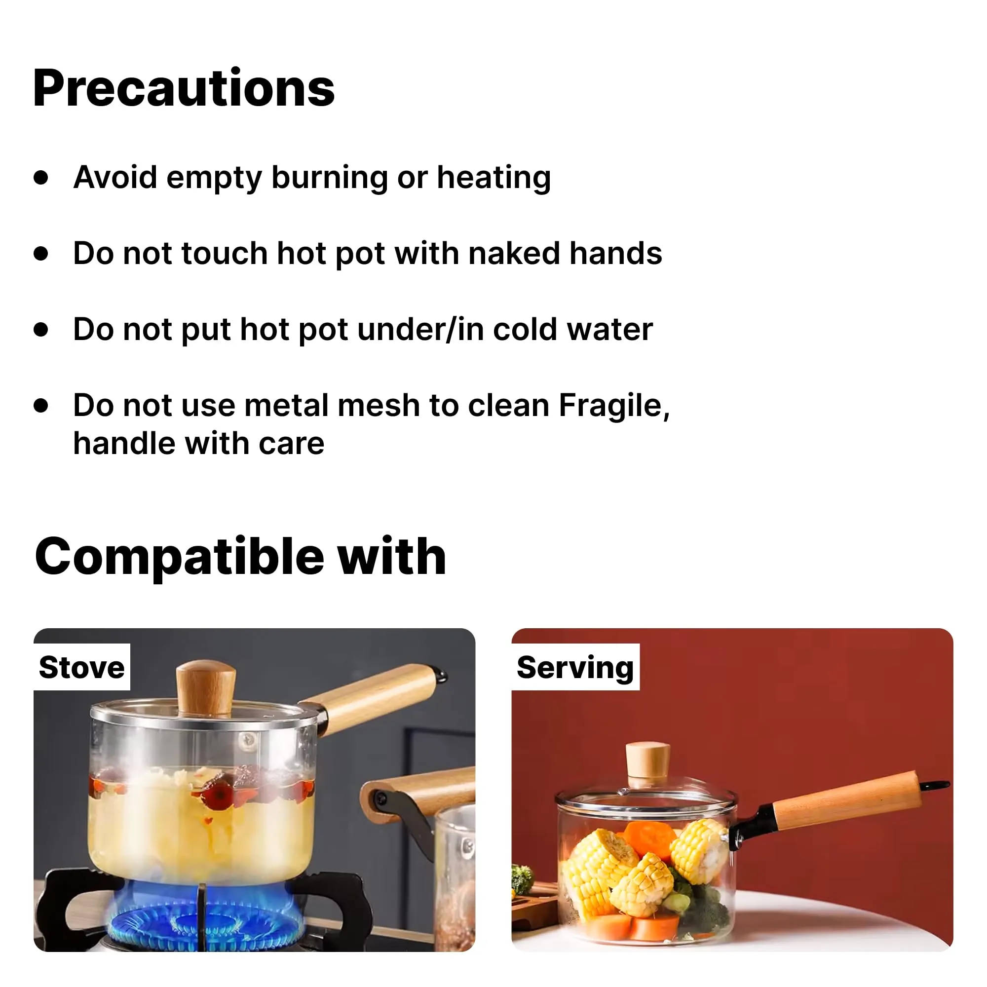 UMAI Borosilicate Glass Cookware for Gas Stove | Saucepan with Handle | Electric Pottery Stove Cookware | Boiling Pan | Microwave Safe | Tea/Milk Pan | Sauce Pan for Tea with Long Handle (2.8L)