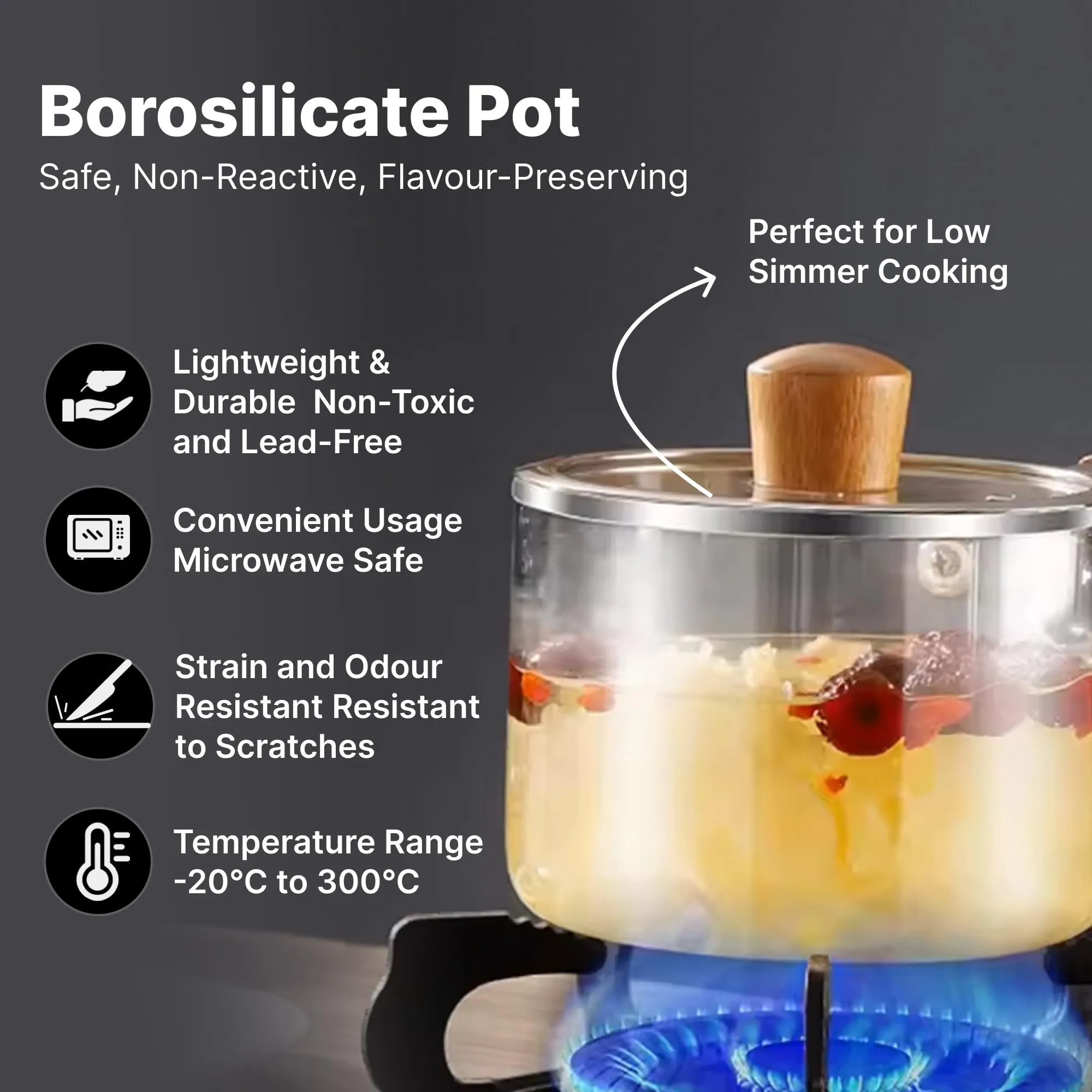 UMAI Borosilicate Glass Cookware for Gas Stove | Saucepan with Handle | Electric Pottery Stove Cookware | Boiling Pan | Microwave Safe | Tea/Milk Pan | Sauce Pan for Tea with Long Handle (2.8L)