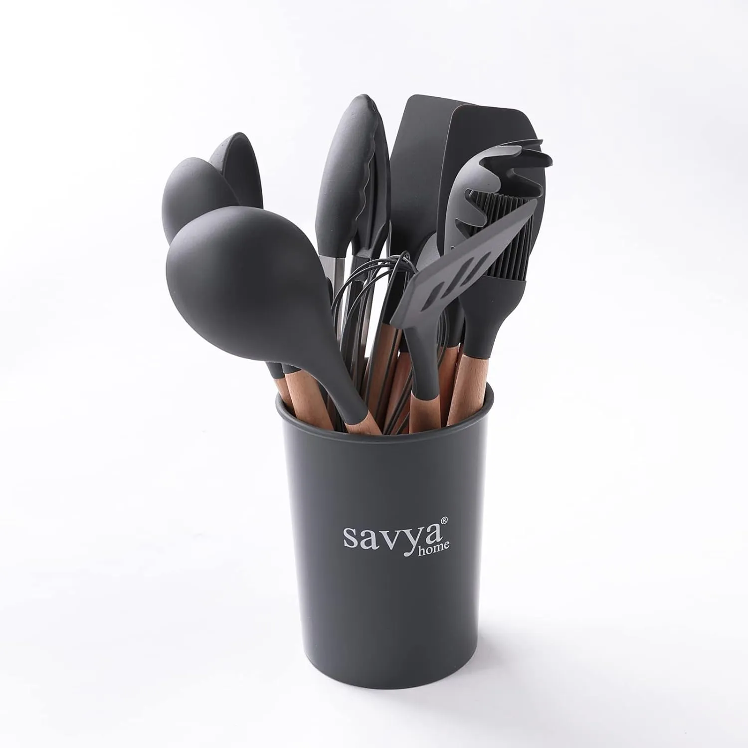 UMAI X SAVYA Home Grey Silicon Spatula Set of 12 | BPA-Free & Food Grade Silicon | Non-Stick Cookware Set, Kitchen Utensils Set | Cooking & Baking Essentials | Heat Resistant | Dishwasher Safe