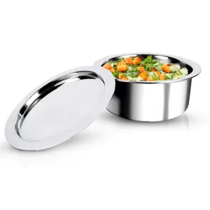 UMAI X SAVYA Home Triply Stainless Steel Tope (Patila) with Lid | Handi Casserole with lid | 1.5 L | 16 cm Diameter | 100% PTFE and PFOA F | Stainless Steel Cookware (1.5 litres) (3 litres)