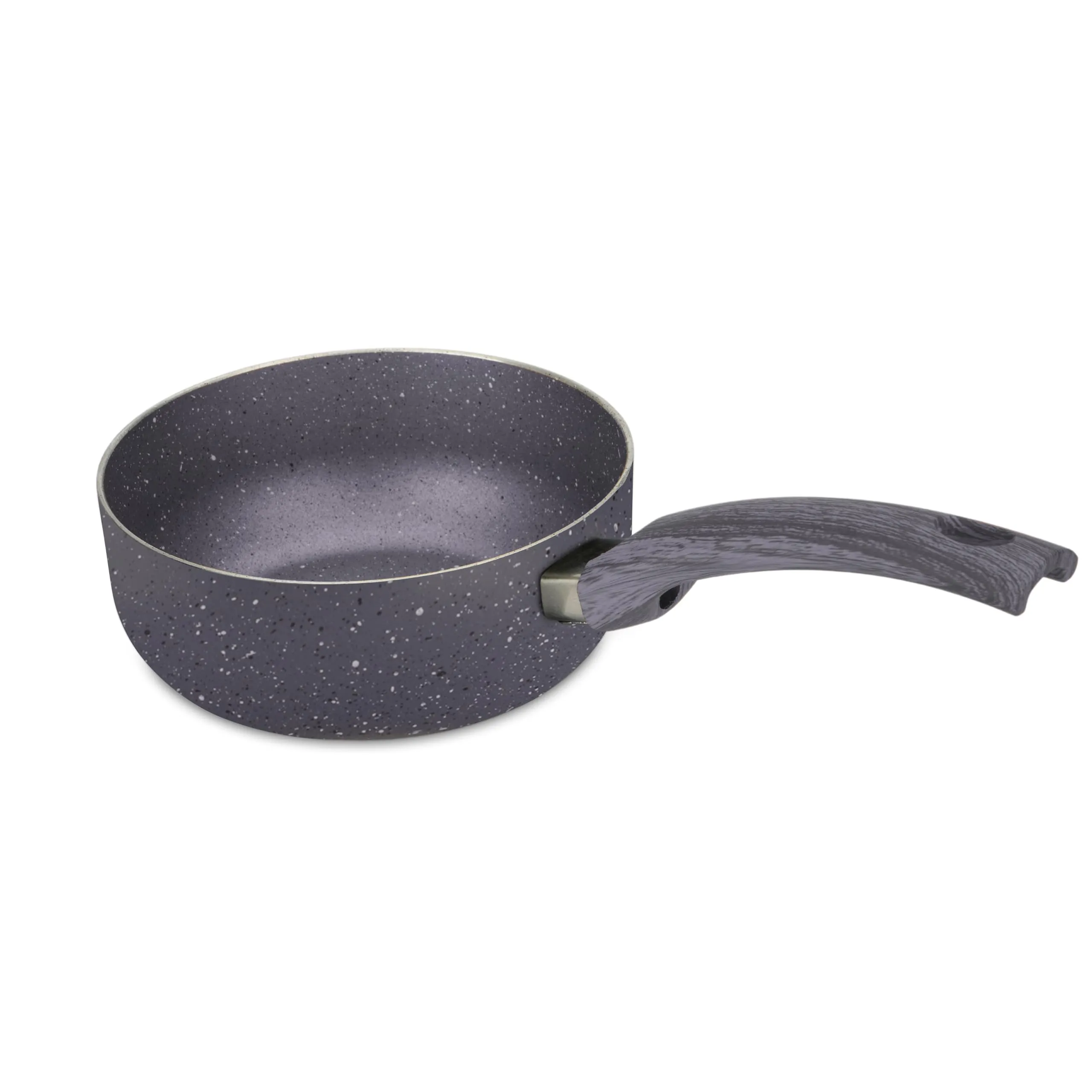 USHA SHRIRAM (1L) Lunar Haze Non Stick Aluminium Sauce Pan | Gas Cookware | Small Milk Tea Boiling Pan with Long Bakelite Handle | Easy Grip Handle | 3 Layer Non Stick Coating | Soup Pan (Grey)