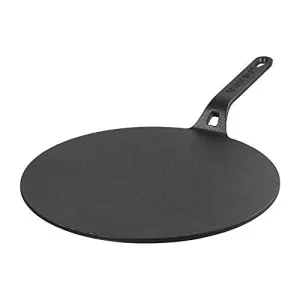 Vinod Legacy Pre Seasoned Cast Iron Flat Roti Tawa with Handle - 28 cm/Chapati, Dosa, Naan, Omlette Kallu Tava / 100% Pure Naturally Non Stick/Toxin & Rust Free/Gas Base