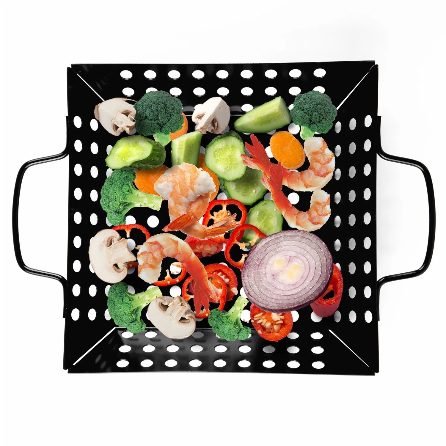 Waykea Non-stick Grill Basket Set, 3-Piece BBQ Accessory Set Wok Pan Grill Vegetable