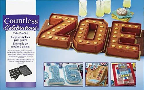 Wilton 2105-0801 Countless Celebrations Letters & Numbers Non-Stick Bakeware Set